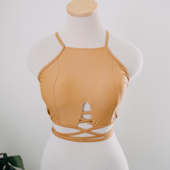 Other - 🌿Mustard Yellow Halter Swim Top with Ties